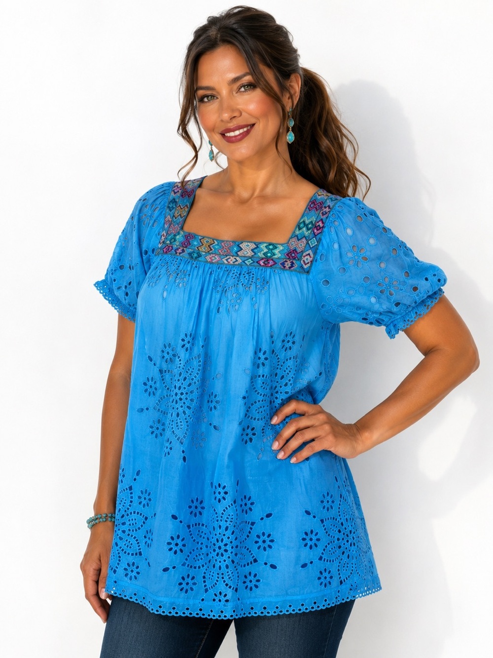 Johnny Was Happy Sia embroidered eyelet blouse NWT
